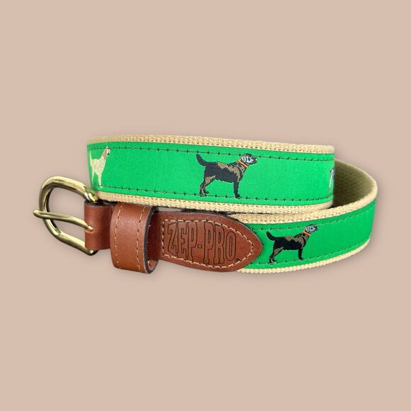 Zep-Pro FULL GRAIN LEATHER, SOLID BRASS BUCKLE, & H.D. COTTON WEB DOG BREEDS 32 - Picture 1 of 4